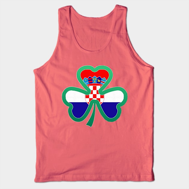 Croatian Flag for st patricks day, Irish Shamrock Tank Top by Myteeshirts